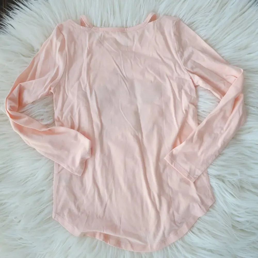 NWOT The Children's Place Embellished Long Sleeve Tee Pink Star Large